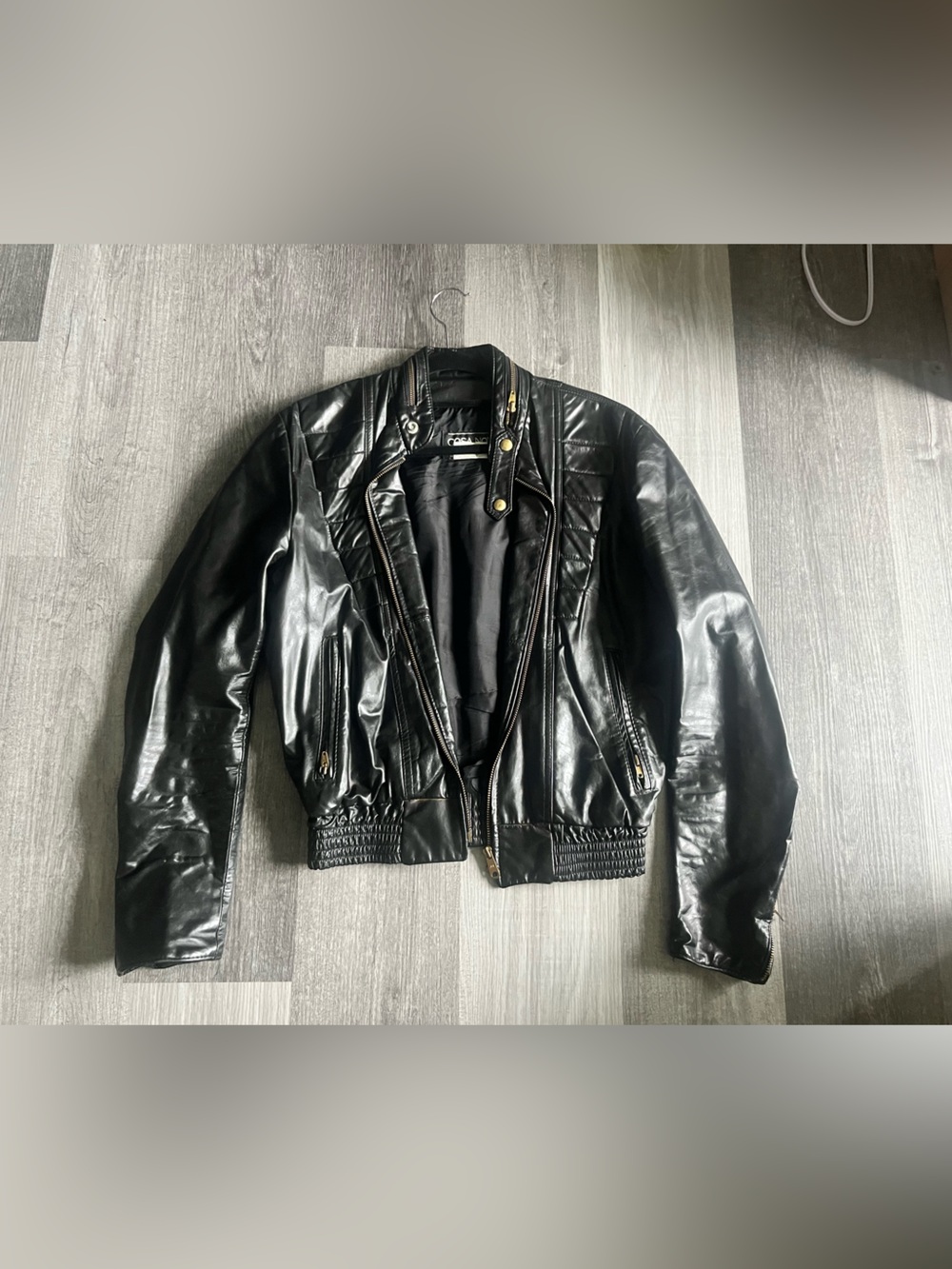 Genuine Black Leather Bomber Jacket